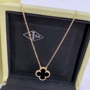 VCA Vintage Alhambra Pure 18K Yellow Gold Pendant with Onyx