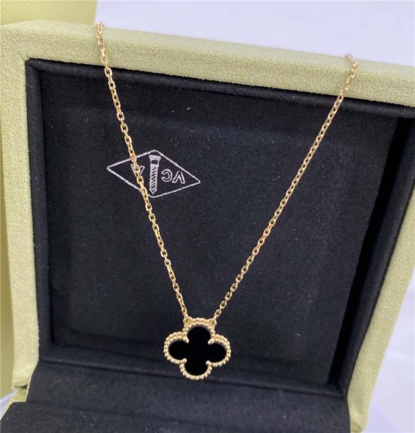 VCA Vintage Alhambra Pure 18K Yellow Gold Pendant with Onyx