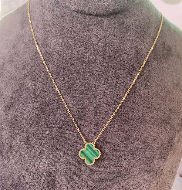 VCA Vintage Alhambra 18K Yellow Gold Pendant with Malachite