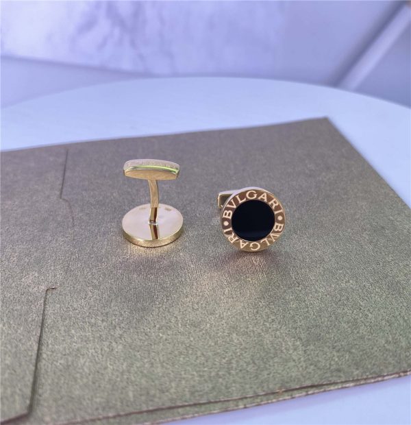 Bvlgari Bvlgari Pure 18K Rose Gold Cufflinks with Black Onyx