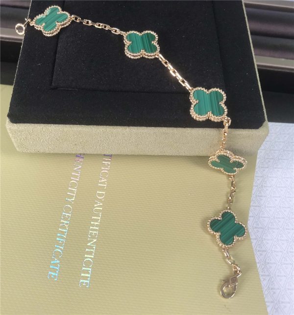 VCA Vintage Alhambra Pure 18K Yellow Gold Bracelet with 5 Motifs