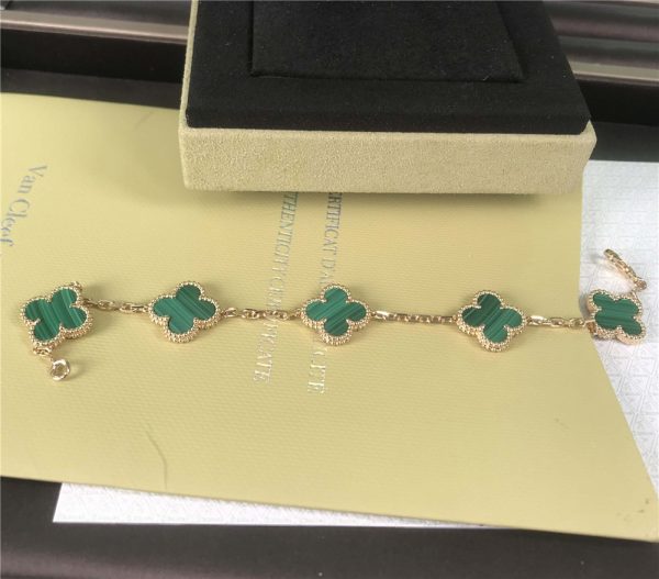 VCA Vintage Alhambra Pure 18K Yellow Gold Bracelet with 5 Motifs