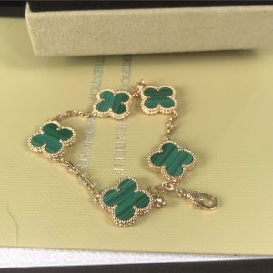 VCA Vintage Alhambra Pure 18K Yellow Gold Bracelet with 5 Motifs