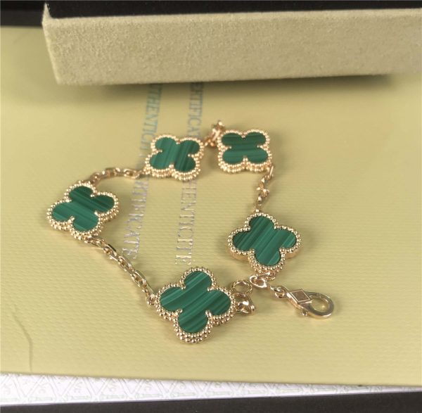 VCA Vintage Alhambra Pure 18K Yellow Gold Bracelet with 5 Motifs