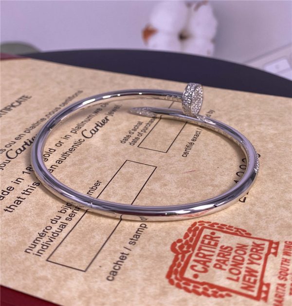 Cartier Juste Un Clou Pure 18K White Gold Bracelet with Diamonds