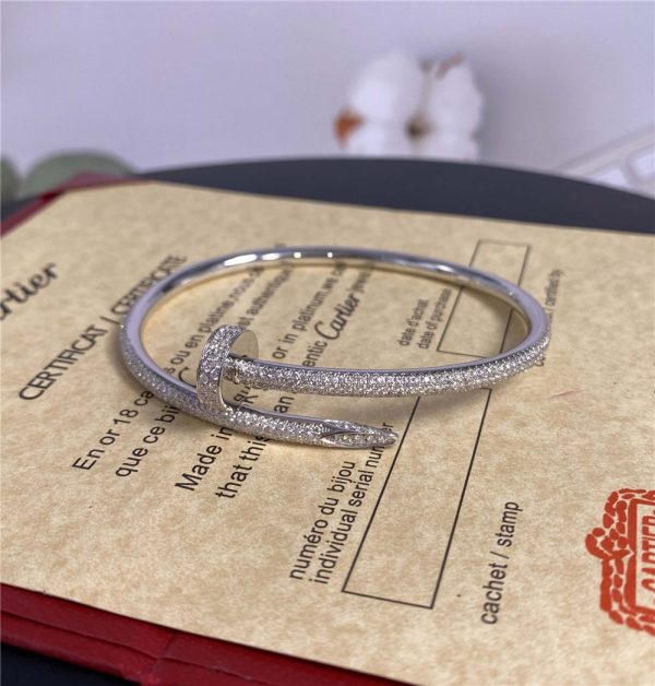 Cartier Juste Un Clou Pure 18K White Gold Bracelet with Diamonds