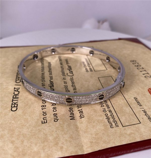 Cartier Love Bracelet Pure 18K White Gold, Diamond Paved Ceramic