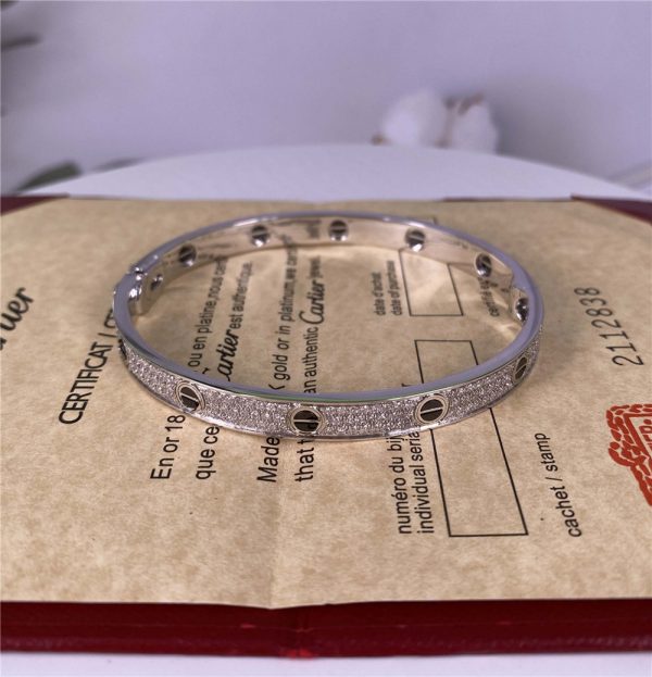 Cartier Love Bracelet Pure 18K White Gold, Diamond Paved Ceramic