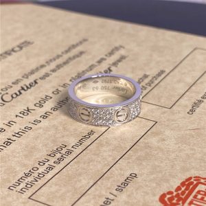 Cartier Love Pure 18K White Gold Ring with Diamond Paved