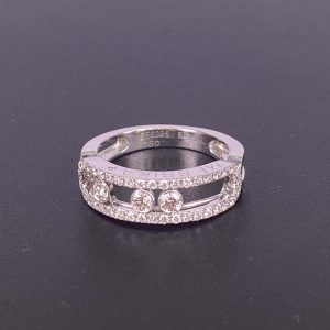 Messika Move Classic Pure 18K White Gold Ring with Pave Diamonds