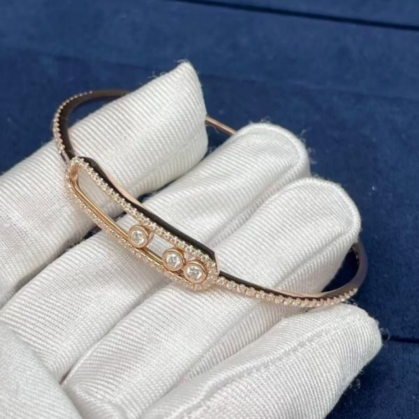 Messika Move Pave Thin 18k Rose Gold Bracelet Diamond