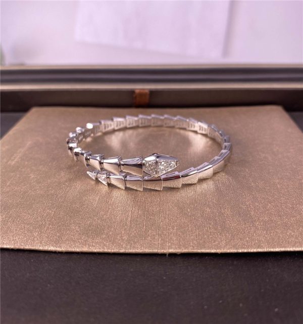 Serpenti Pure 18K White Gold Bracelet with Diamonds