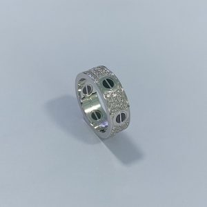 B4207600 Cartier Love Solid 18K White Gold Ring Diamond Paved Ceramic