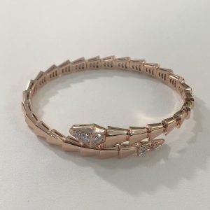 Bulgari Serpenti Viper Solid 18K Yellow Gold bracelet Demipavé Diamonds