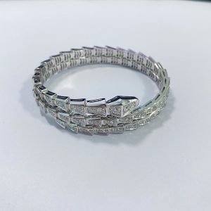 Bulgari Serpenti Viper Two Coil 18K White Gold Bracelet Pavé Diamonds