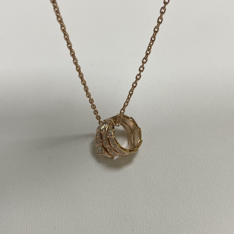 Replica Bulgari Serpenti Viper Necklace 18K Rose Gold Diamonds