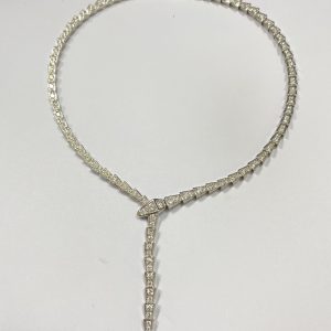 Replica Bulgari Serpenti Viper Slim Necklace 18K White Gold Full Pave Diamonds