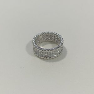 VCA Perlee Solid 18K Yellow Gold Ring Paved Diamonds