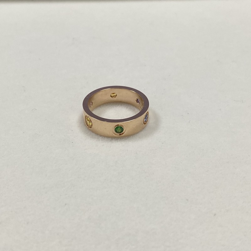 Replica Cartier Love Ring 18K Rose Gold Sapphires Garnets Amethyst