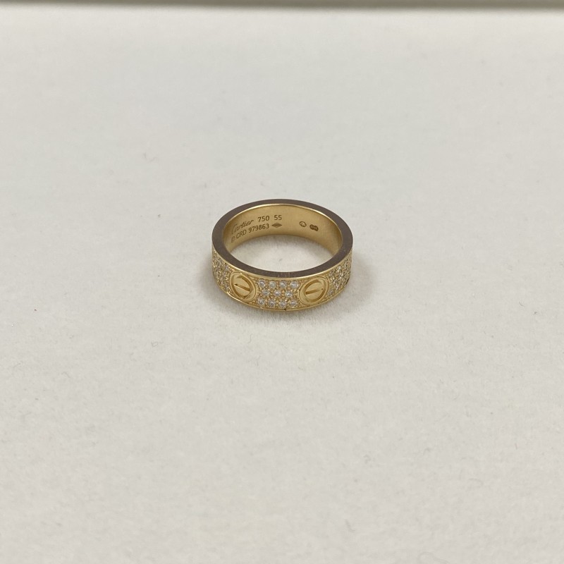 Replica Cartier Love Ring 18K Yellow Gold Diamond Paved
