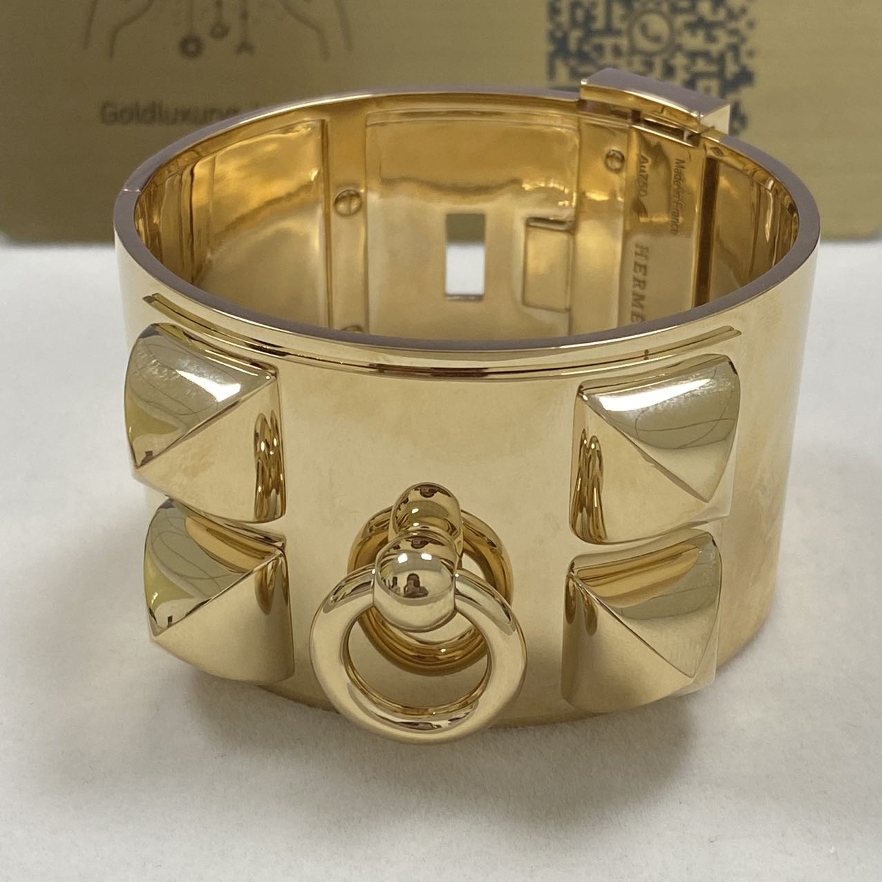 Hermes Collier De Chien Bracelet 18K Yellow Gold