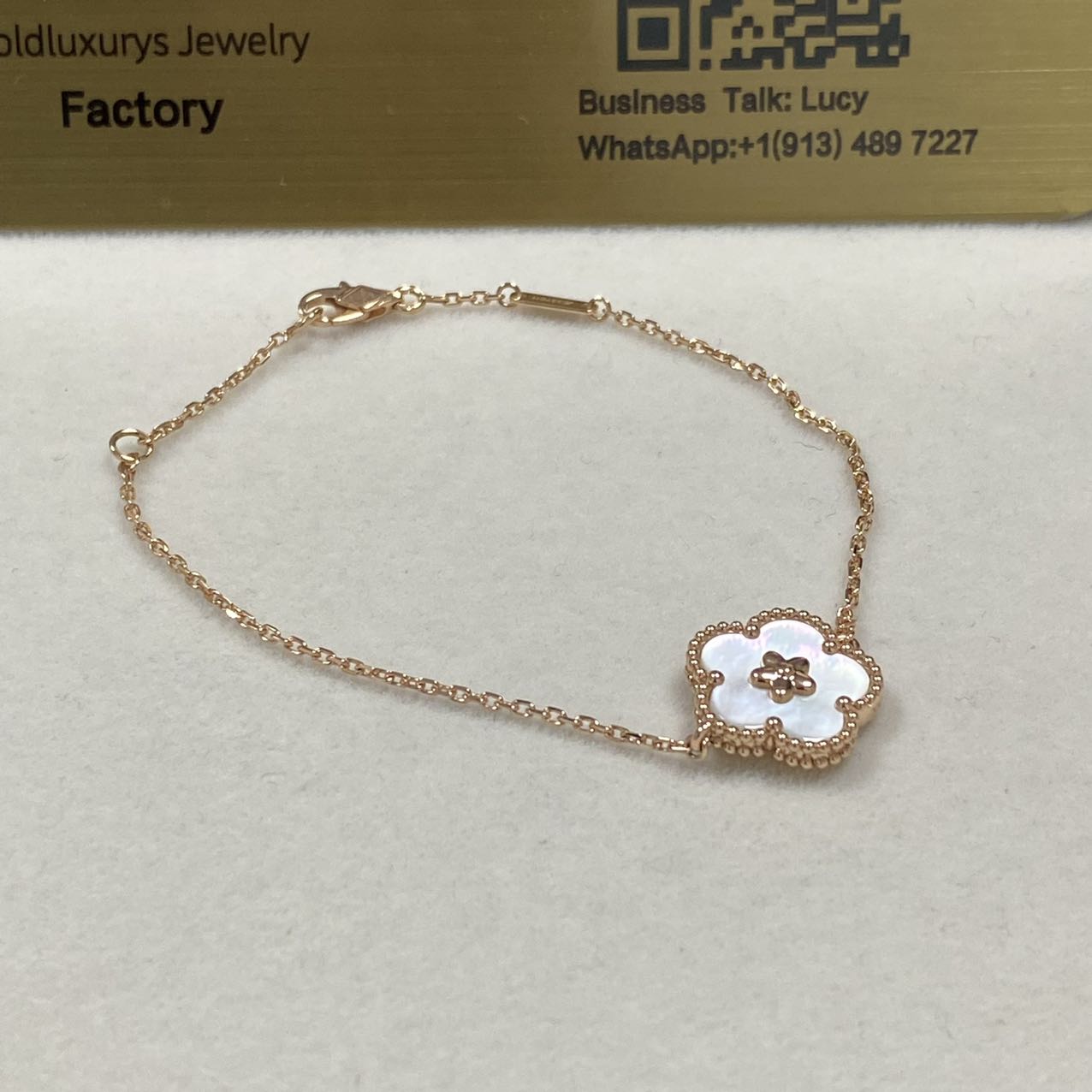 Low Price VCA Spring Bracelet Plum Blossom 18K Rose Gold Mother of Pearl VCARP9V900