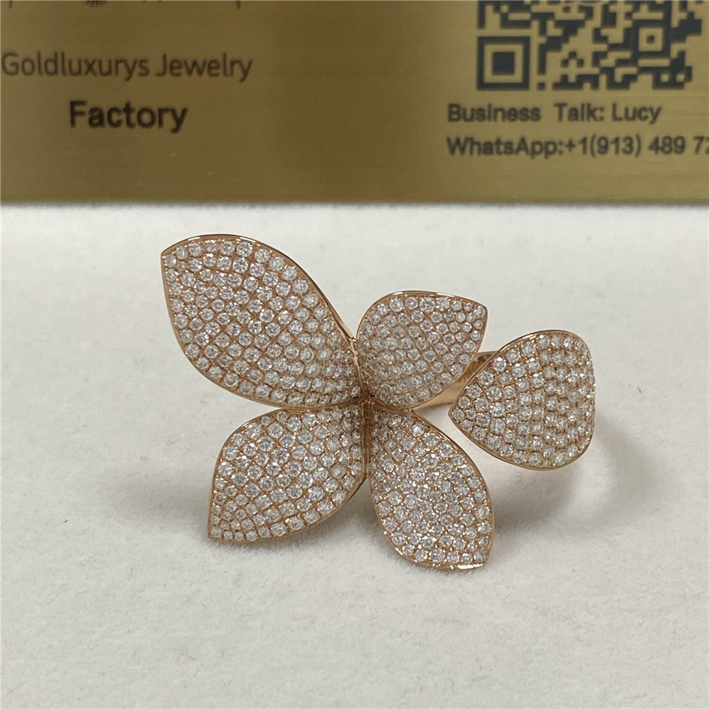 Pasquale Bruni Giardini Segreti Five Leaves Ring 18K Rose Gold Diamonds 15084R-11