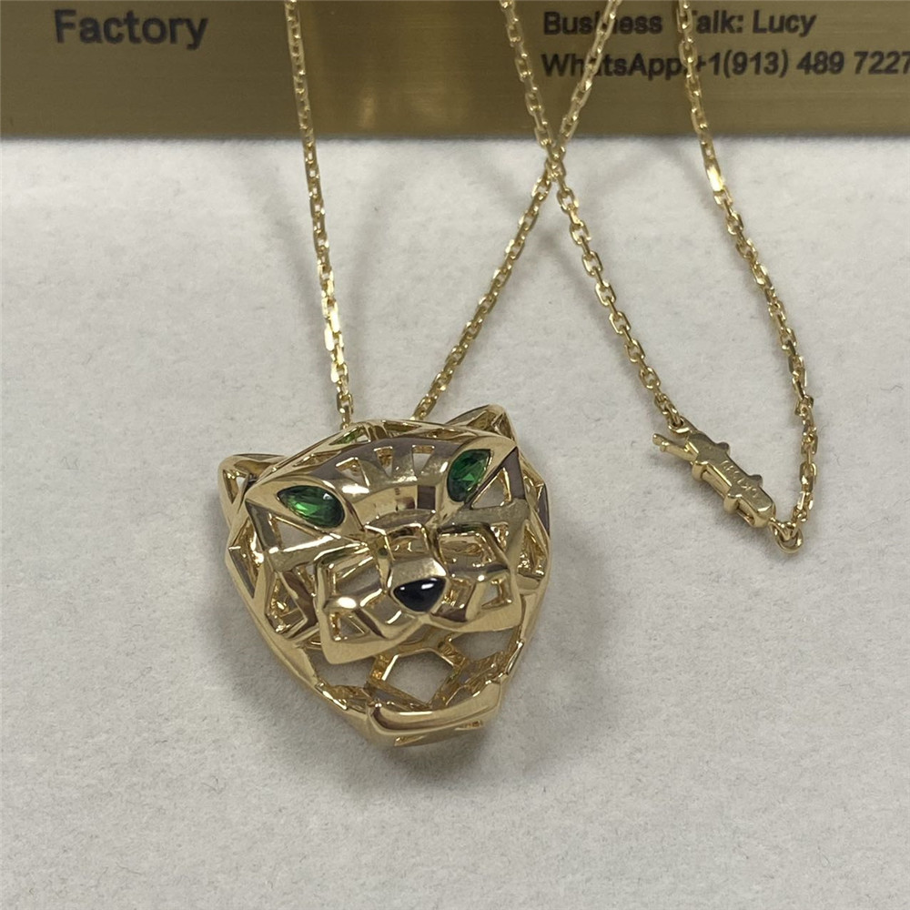 Panthere De Cartier Necklace 18K Yellow Gold Tsavorite Garnets and Onyx Nose N7424210