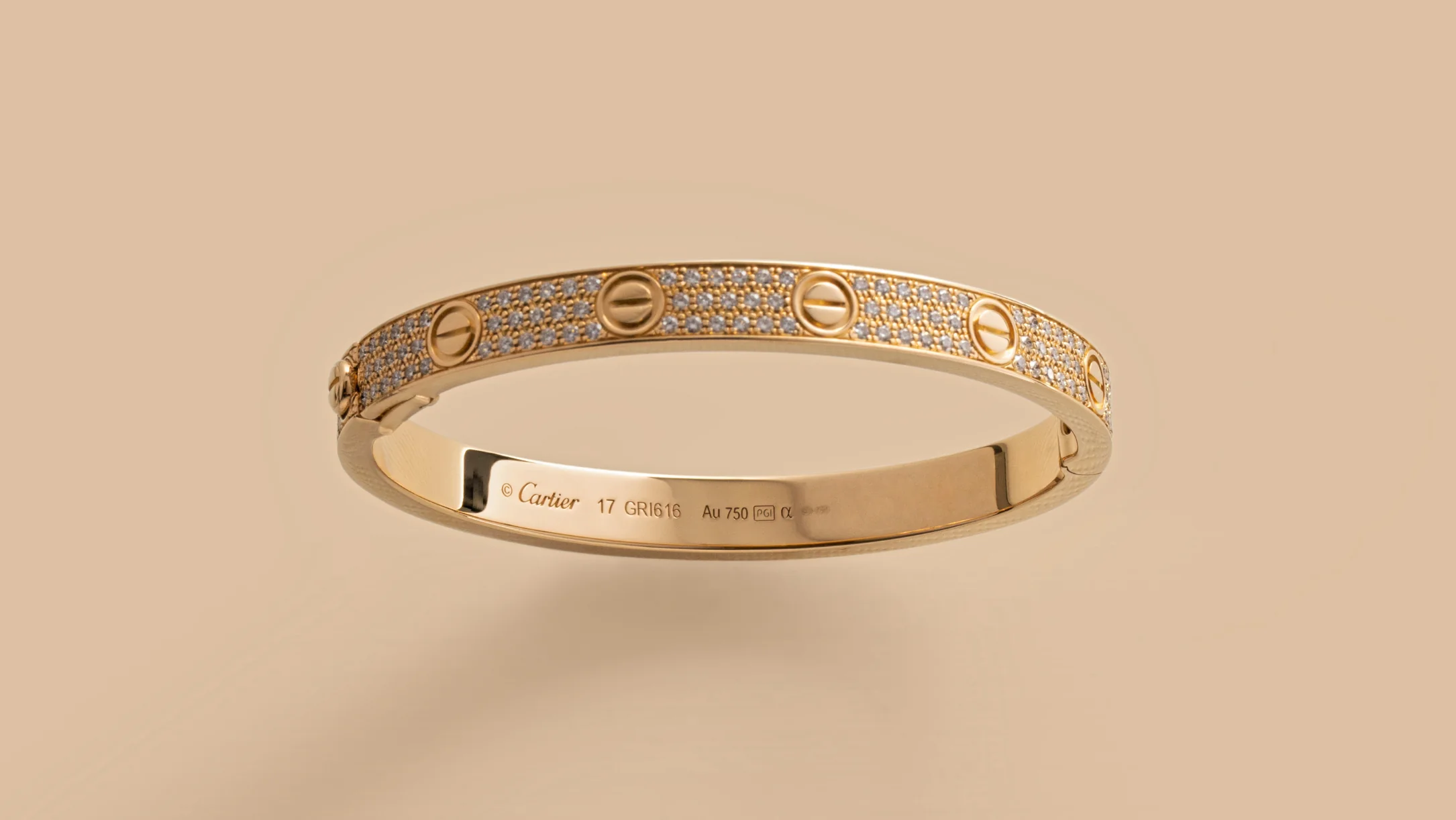 real 18k gold cartier love paved diamonds bracelet